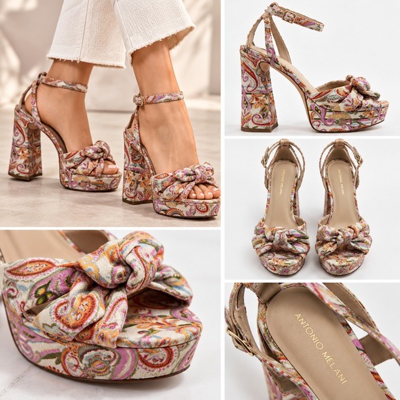 ANTONIO MELANI Shoes - Antonio Melani Womens Paisley Bow Platform Sandals Fabric Dress Heels 10M